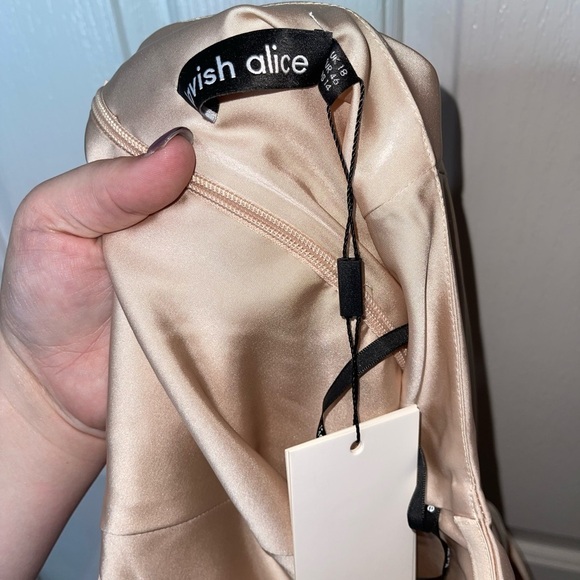 NWT LAVISH ALICE Champagne One Shoulder Gathered Asymmetric Cocktail Dress Sz 14 - Picture 11 of 12